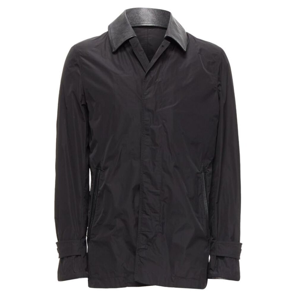Burberry Leather Trim Trench Coat